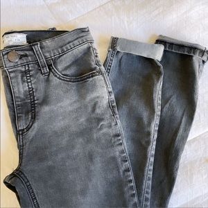 Free People Gray Acid Washed Denim Skinny Jeans